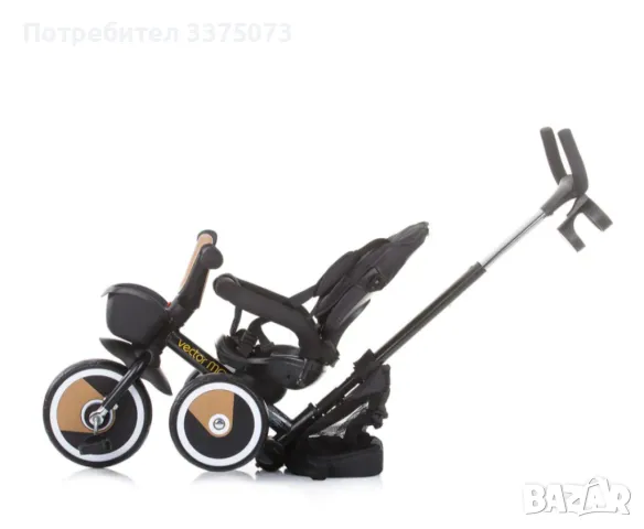 CHIPOLINO Триколка със сенник ВЕКТОР MG 360° ЧЕРЕН, снимка 7 - Детски велосипеди, триколки и коли - 50330767
