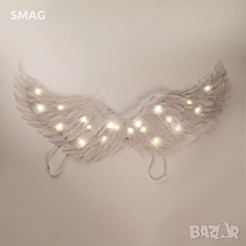 Хелоуин / Halloween бели ангелски крила с LED 65x35 см_1245268, снимка 2 - Други - 52129311