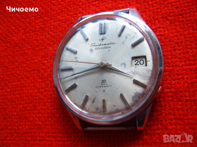 Рядък мъжки часовник Seikomatic Slimdate Automatic 30 Jewels, снимка 3 - Антикварни и старинни предмети - 38075957