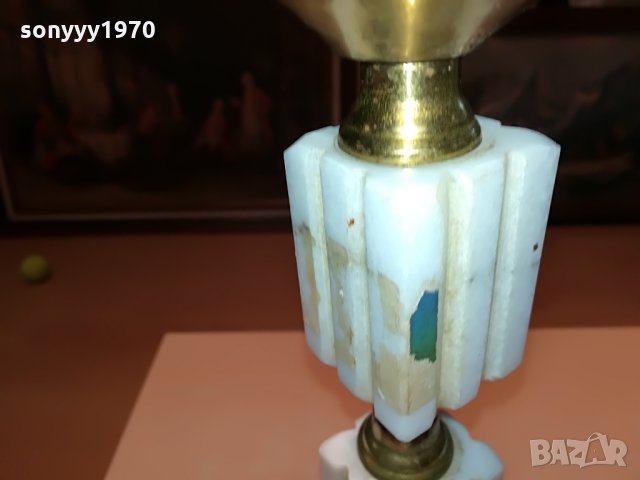 мараморна лампа-мед/месинг 40х11х11см 2206210822, снимка 11 - Антикварни и старинни предмети - 33294245
