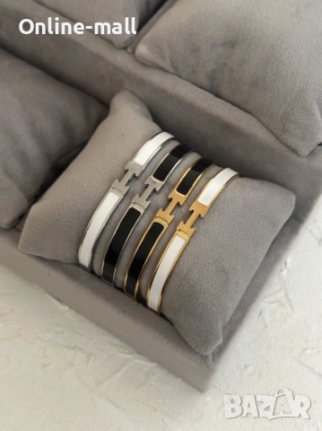 Луксозна дамска гривна в стил Hermès Clic H – медицинска стомана 316L, златна, сребърна, бяла или че, снимка 2 - Гривни - 52425145