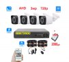 Пълен пакет видеонаблюдение Комплект DVR + 2000gb HDD + 4 камери 3мр 720р матрица SONY