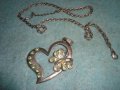 СЪРЦЕВИДЕН с ПЕПЕРУДКА АРТ ЛЮБОВЕН МЕДАЛЬОН с КРИСТАЛЧЕТА и КРАСИВА ВЕРИЖКА РЕТРО ПЛЕТКА 8899, снимка 5