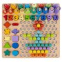 Дървена игра пъзел с цифри, букви, форми, топчета, рингове, снимка 1 - Образователни игри - 43900645