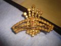 СТАРА ПОЗЛАТЕНА РЕТРО АРТ КРИСТАЛНА БРОНЗОВА БРОШКА с БОХЕМСКИ КРИСТАЛИ МАЙСТОРСКА ИЗРАБОТКА 29207, снимка 5