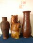 Вази и статуетка,,мечок-поставка за шише". Стари глинени-керамични изработки.