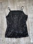 Черен нов еластичен парти коктейлен официален топ потник черни пайети, снимка 7