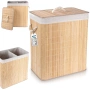 Кош за пране с две отделения, изработен от бамбук 90L 569694, снимка 1
