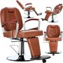 Хидравличен фризьорски стол за фризьорски салон Carson Barberking LZY-1117-BROWN