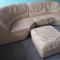 Бежов диван естествена кожа, снимка 4 - Дивани и мека мебел - 37954914