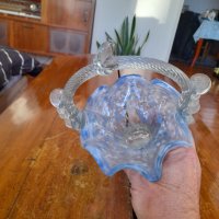Стара стъклена ваза кошница, снимка 4 - Други ценни предмети - 43007940