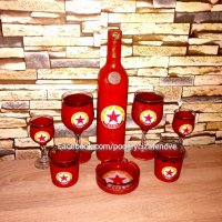 Подарък за фен на ЦСКА- ръчно изработена бутилка с логото отбора, снимка 7 - Подаръци за мъже - 38494176