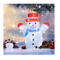 Коледна декоративна фигура Mercado Trade, Снежен човек, Акрил, 30 светодиода, 27 см, снимка 3 - Декорация за дома - 38351204