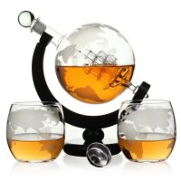 Декантер глобус, комплект с две чаши, снимка 2 - Чаши - 42956080