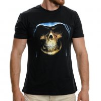 Нова мъжка тениска с дигитален печат Череп с качулка, Скелет, снимка 1 - Тениски - 37664193