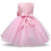 Светло розова бебешка детска официална празнична обемна рокля с пандела кръщене, снимка 2 - Бебешки рокли - 26241941