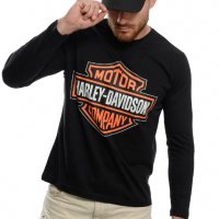 Нов мъжки комплект Harley Davidson: блуза с дълъг ръкав + шапка с козирка, снимка 1 - Блузи - 37700512