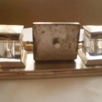 АНТИКВАРНА настолна мастилница GDR никелиран бронз кристал, снимка 11 - Антикварни и старинни предмети - 38693629