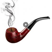 Лула  гравирана с дърворезба.Solid Wood Resin Tobacco Pipe Red Black Pattern Carving Smoke Pipe, снимка 3 - Лули - 38368771