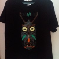 Тениска черна с цветна апликация "маска", снимка 2 - Тениски - 33280997