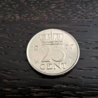 Монета - Холандия - 25 цента | 1977г., снимка 1 - Нумизматика и бонистика - 29044845