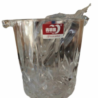 Комплект от деликатно стъкло,6 чаши и купа за лед с удобни щипки, снимка 2 - Сервизи - 44895426