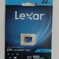 Карта памет LEXAR, микро sd карта, 32 GB, 100MB/секунда, Тайван, снимка 2 - USB Flash памети - 40120470