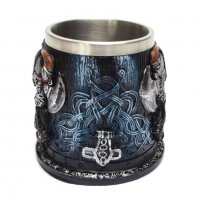 Код 95625 Стилна чаша от полирезин и метал с релефни декорации - герой с шлем, снимка 2 - Чаши - 37045316