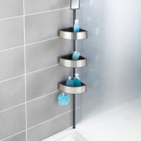 Регулируема ъглова етажерка за баня Wenko Premium, 70-260 см, огледало