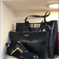 Дамска чанта и спортни обувки Guess черни, снимка 1 - Дамски ежедневни обувки - 29049179