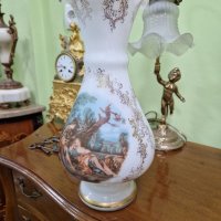 Страхотна антикварна колекционерска френска стъклена ваза Опалин , снимка 2 - Вази - 43813990