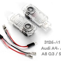 LED Плафони за вратa с лого за Audi A4 A6 A8 Q3 Q5 Q7, снимка 1 - Аксесоари и консумативи - 43670101
