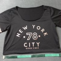 L/XL къса блузка/кроп топ с надпис NY City, снимка 8 - Корсети, бюстиета, топове - 43266825