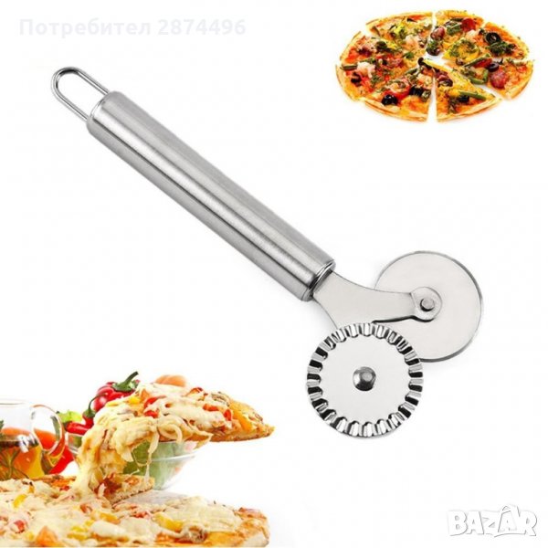 2997 Метален двуролков нож за пица, снимка 1