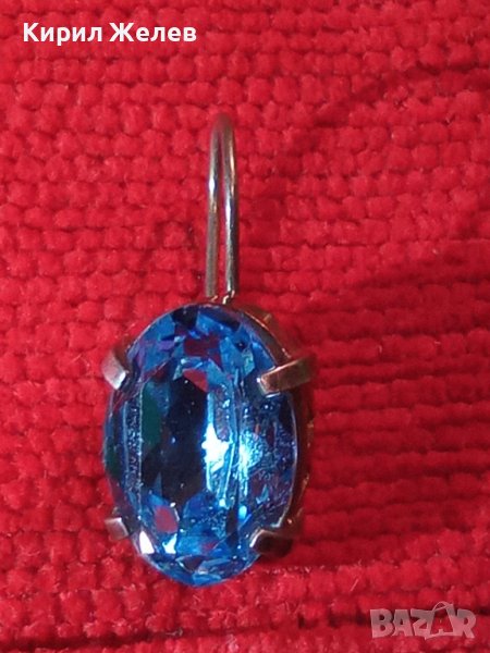 СКЪПОЦЕННА СРЕБЪРНА РЕТРО ОБЕЦА СРЕБРО 925 АНГЛИЯ с ГОЛЯМ ЮВЕЛИРНО ФАСЕТИРАН СИН ЦИРКОНИЙ 31234, снимка 1