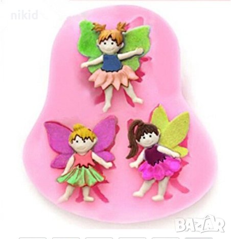 3 феи фея ангели феички форма силиконов молд за украса декор с фондан шоколад торта, снимка 1