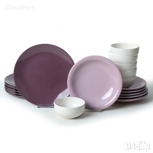 ПЪЛЕН СЕРВИЗ ЗА МАСА, KERAMIKA, 18 ЧАСТИ, КЕРАМИКА, PURPLE MIX, снимка 1