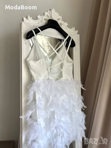 Рокля с естествени пера, снимка 1