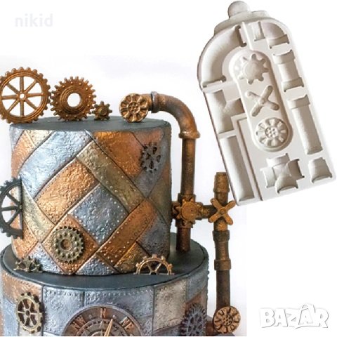 Водопроводни тръби голям силиконов молд форма за декорация торта фондан шоколад, снимка 1