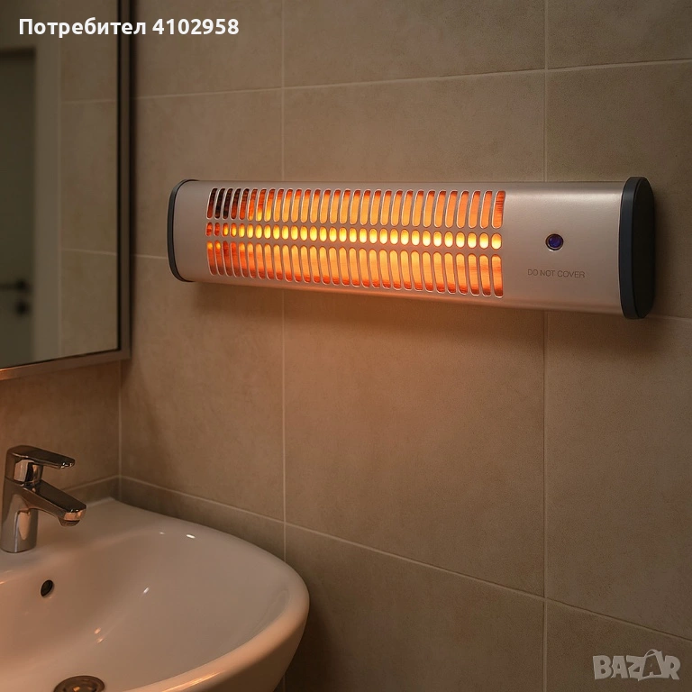 Кварцова отоплителна печка за баня Rosberg – 1200W, бял, снимка 1