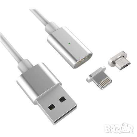 2 в 1 Микро USB и iPhone Магнитен Кабел 1.2m , снимка 1