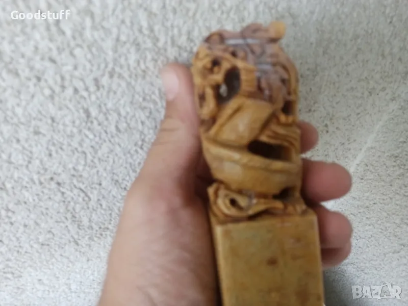 Дракон,змей,1900к,фигура,нефрит,жадеит,печат,Китай

, снимка 1