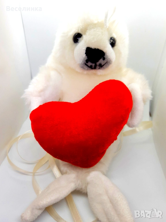 Плюшено тюленче със сърце за Свети Валентин-007, снимка 1