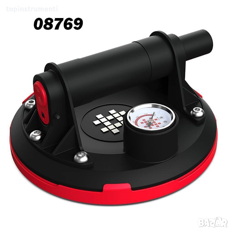 Вакуум вендуза с манометър и помпа, SHIJING P611, 200 мм, до 110 кг в куфар, снимка 1