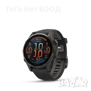 Garmin Fenix 8 - 43 мм, AMOLED, Sapphire - Carbon Gray DLC Titanium с Black/Pebble Gray силиконова к, снимка 1