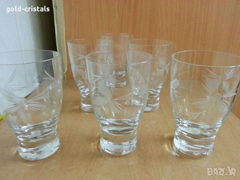 Стари стъклени чаши гравирани , снимка 1