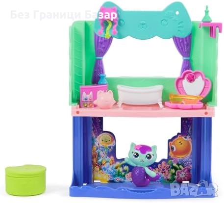 Нов комплект Gabby’s Dollhouse MerCat баня с изненада и аксесоари, 10 части, снимка 1