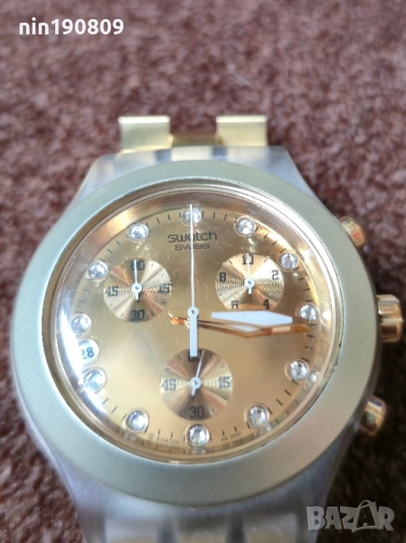 Часовник Swatch Irony Diaphane - Златен хронограф , снимка 1