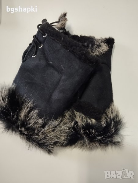 Дамски ръкавици велур без пръсти с естествен косъм-62, снимка 1