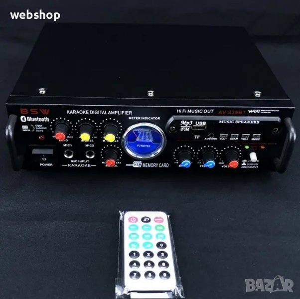 Мощно Караоке 2x120W , блутууд, домашен, аудио усилвател , FM, SD, USB, BLT,  220VAC, снимка 1